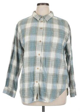 Lucky Brand 100% Cotton Flannedl light Blue Plaid shirt XL